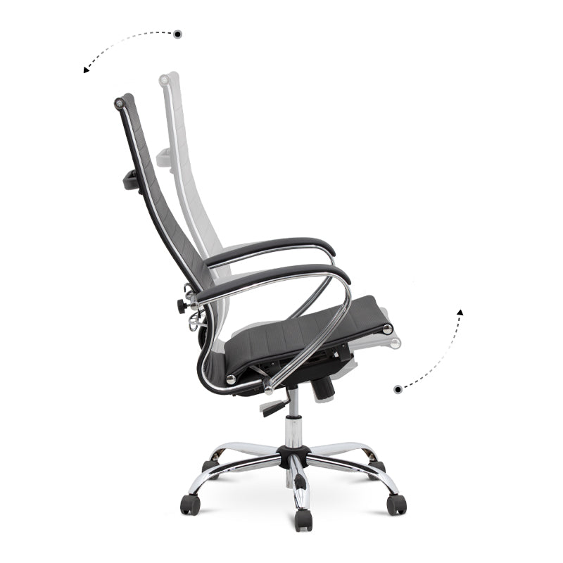 Ergonomic Office Chair PETER in black with high leather back and comfortable seat, designed for home and professional use.