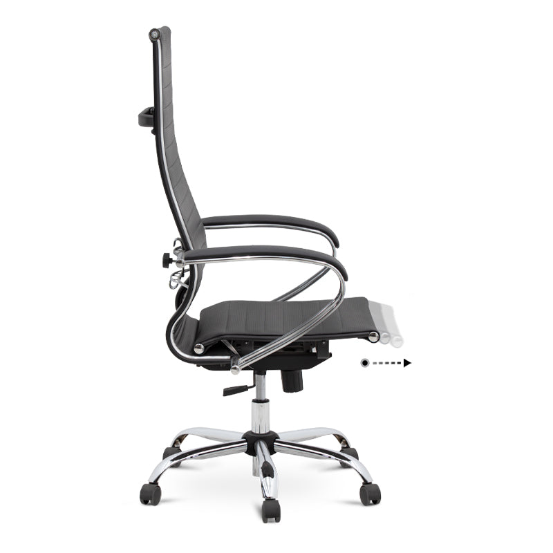 Ergonomic Office Chair PETER in black with high leather back and comfortable seat, designed for home and professional use.