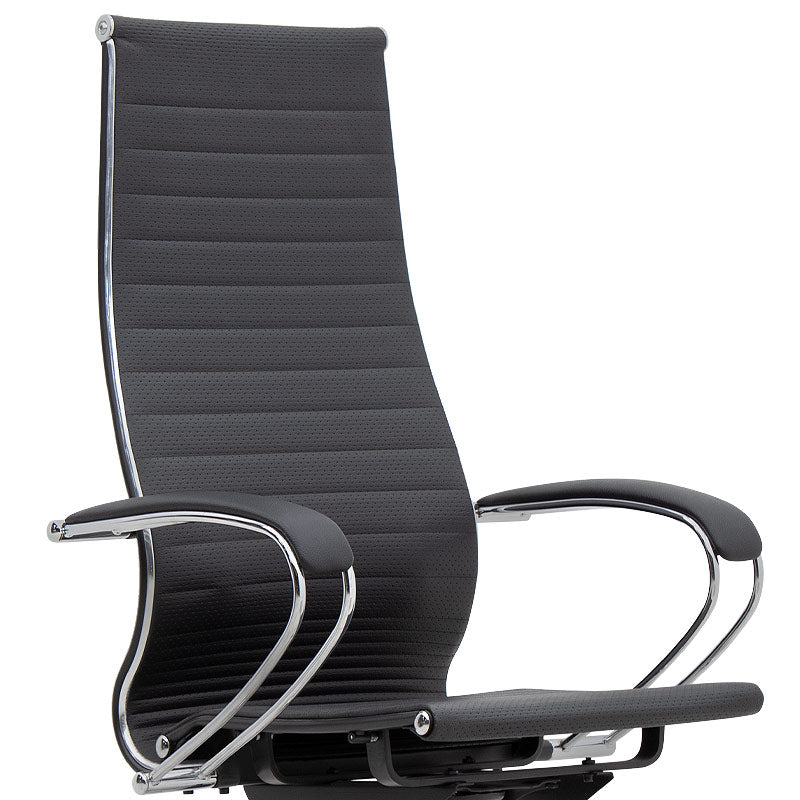 Ergonomic Office Chair PETER in black with high leather back and comfortable seat, designed for home and professional use.