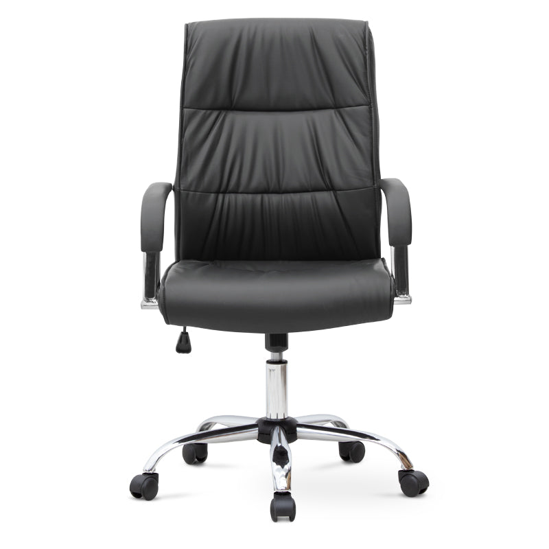 SANDRA Office Chair in black PU leather with adjustable height and chrome metal base, designed for comfort and style.