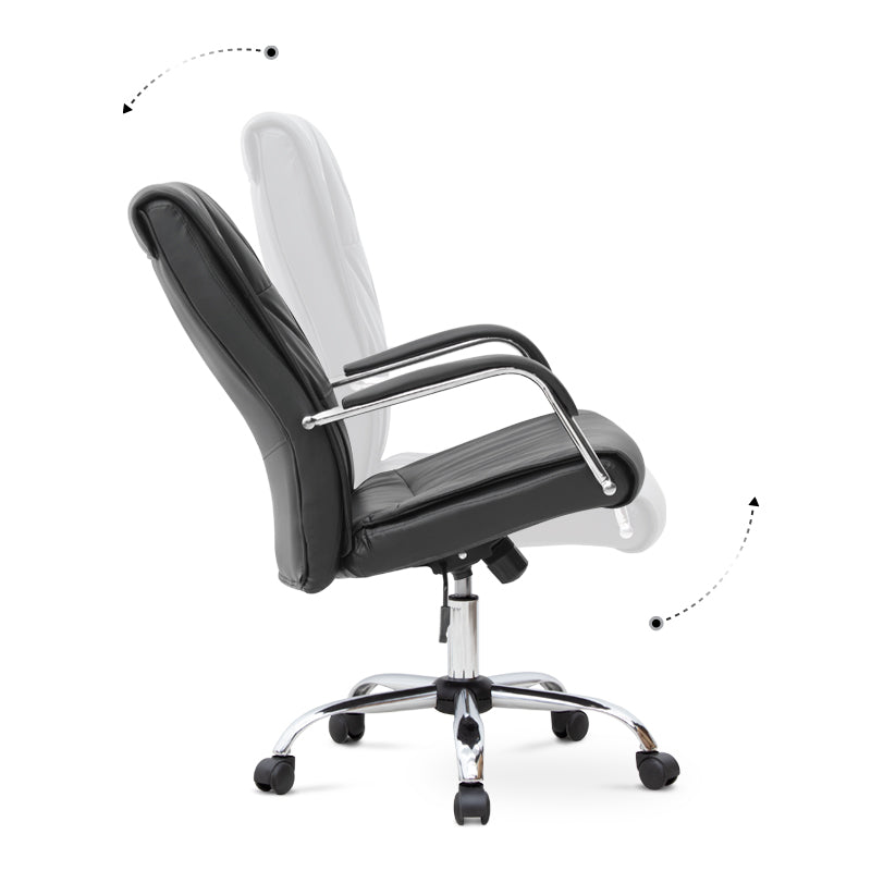 SANDRA Office Chair in black PU leather with adjustable height and chrome metal base, designed for comfort and style.