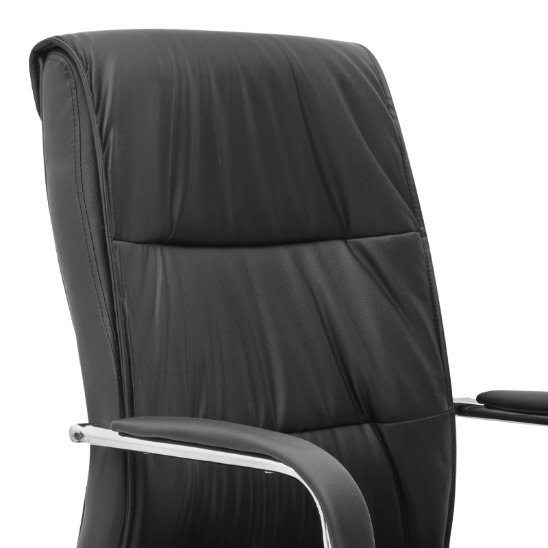 SANDRA Office Chair in black PU leather with adjustable height and chrome metal base, designed for comfort and style.