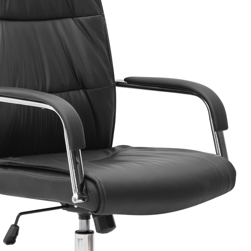 SANDRA Office Chair in black PU leather with adjustable height and chrome metal base, designed for comfort and style.