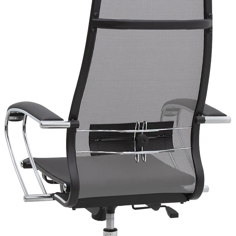 Ergonomic Office Chair SUTTON in grey with black accents, featuring a durable steel frame and comfortable Mesh fabric seat.