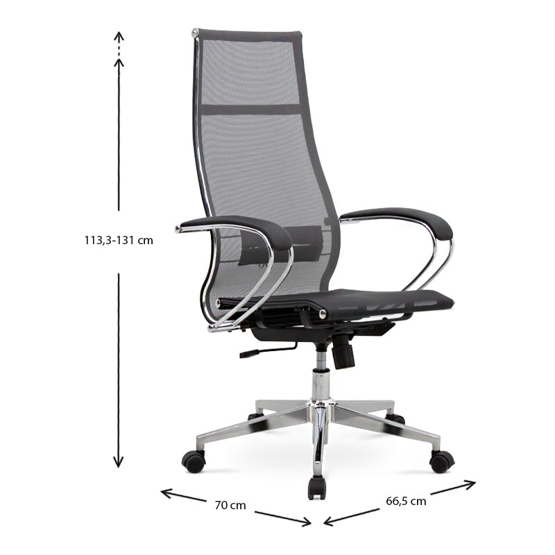 Ergonomic Office Chair SUTTON in grey with black accents, featuring a durable steel frame and comfortable Mesh fabric seat.