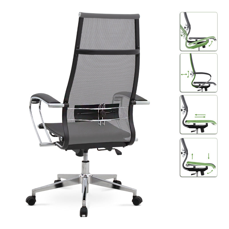 Ergonomic Office Chair SUTTON in grey with black accents, featuring a durable steel frame and comfortable Mesh fabric seat.