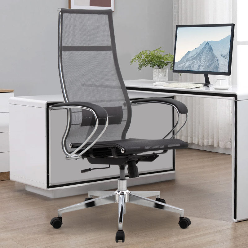 Ergonomic Office Chair SUTTON in grey with black accents, featuring a durable steel frame and comfortable Mesh fabric seat.