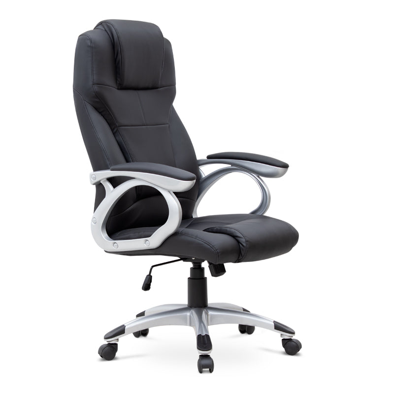 TAMISA Office Chair in black PU leather with adjustable height and chrome metal base, designed for comfort and style.