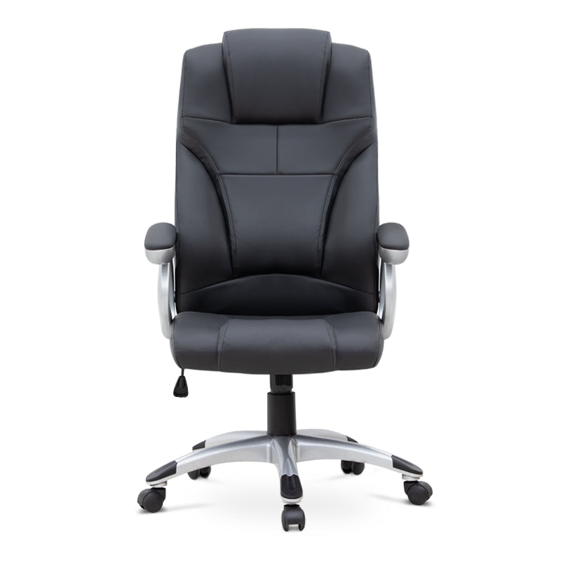 TAMISA Office Chair in black PU leather with adjustable height and chrome metal base, designed for comfort and style.