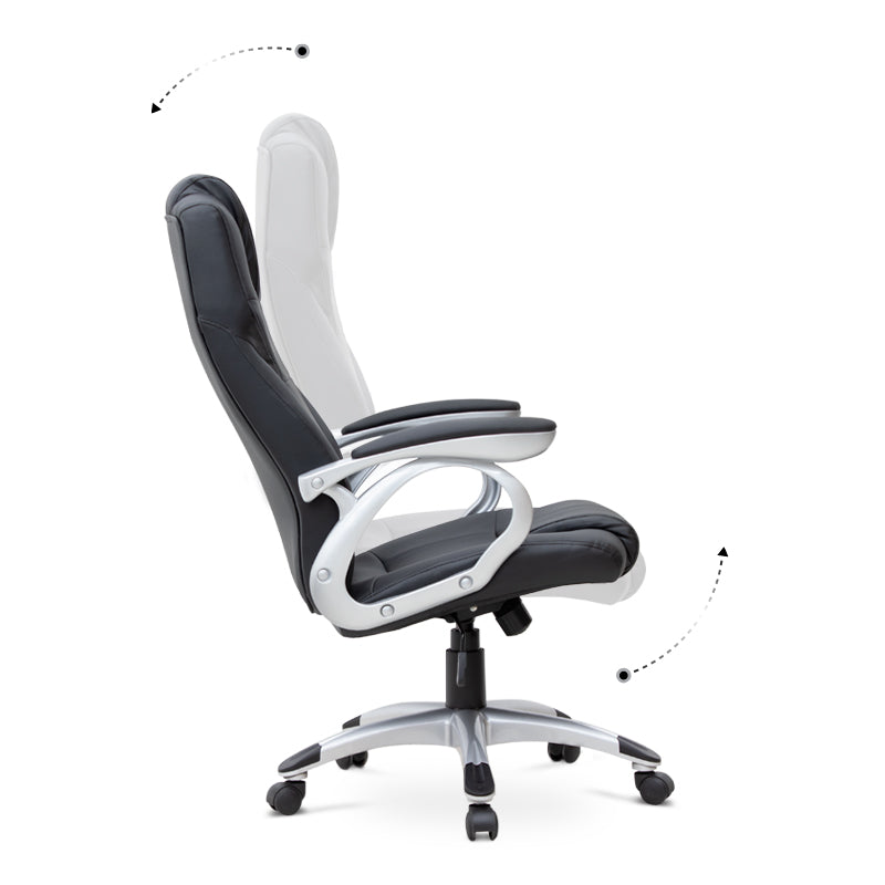 TAMISA Office Chair in black PU leather with adjustable height and chrome metal base, designed for comfort and style.