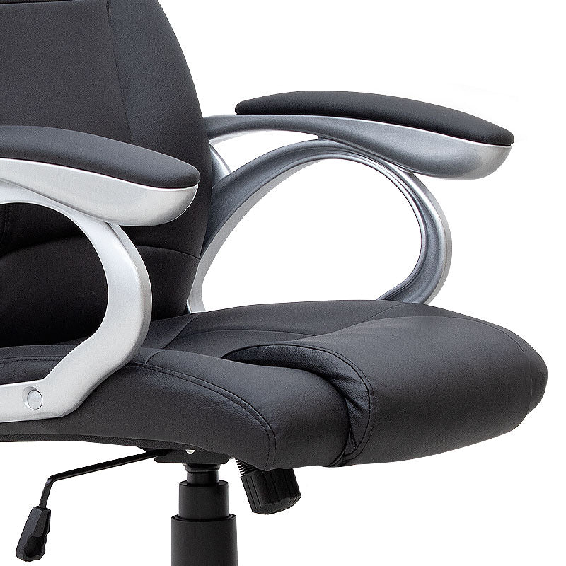 TAMISA Office Chair in black PU leather with adjustable height and chrome metal base, designed for comfort and style.