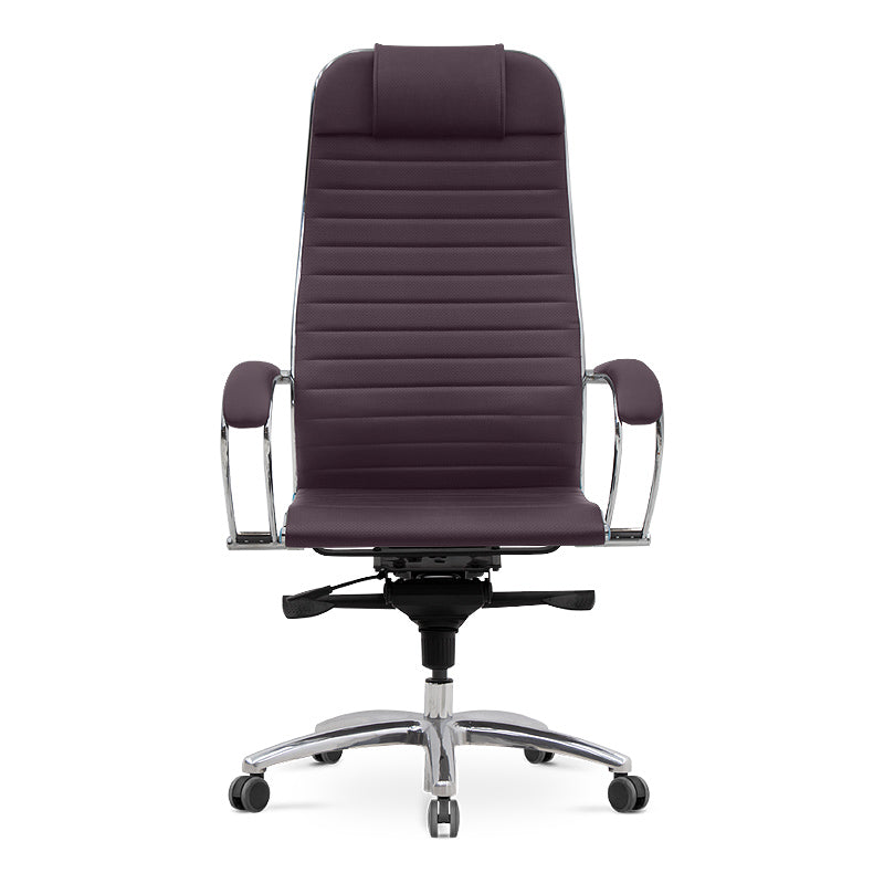 Ergonomic Office Chair TOMBA Bordeaux with faux leather upholstery and chrome frame, designed for comfort and style.