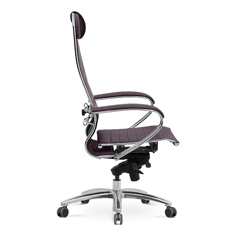 Ergonomic Office Chair TOMBA Bordeaux with faux leather upholstery and chrome frame, designed for comfort and style.