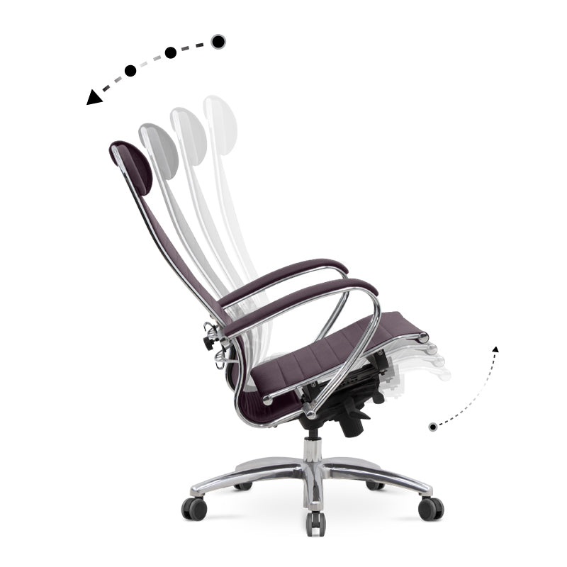 Ergonomic Office Chair TOMBA Bordeaux with faux leather upholstery and chrome frame, designed for comfort and style.