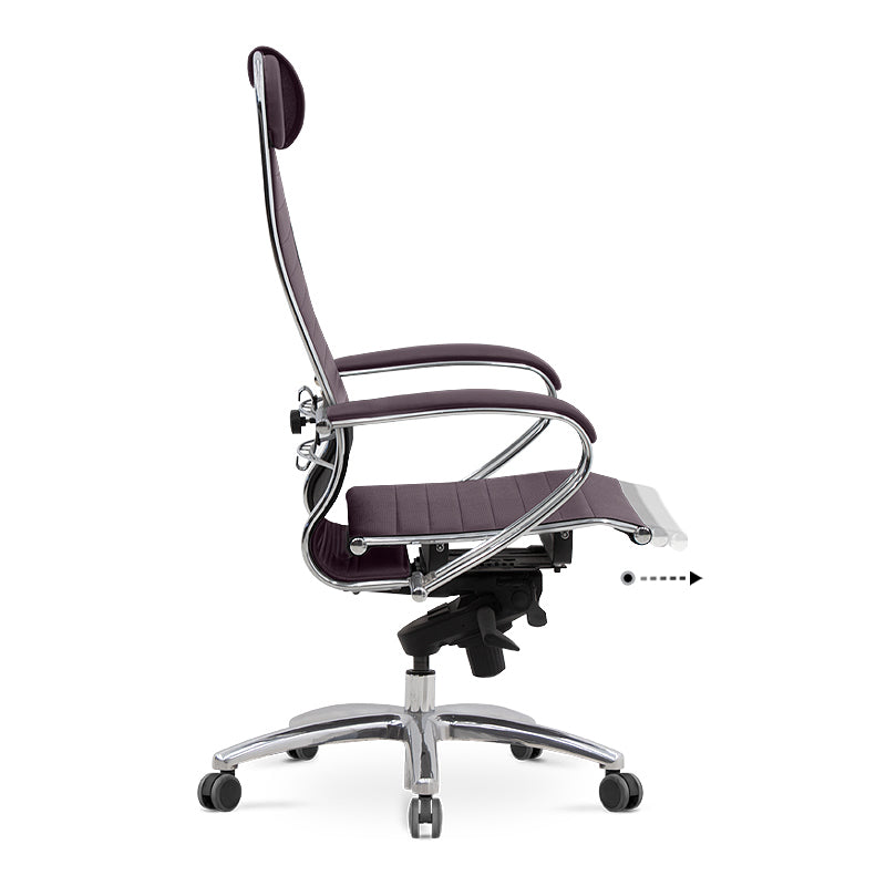 Ergonomic Office Chair TOMBA Bordeaux with faux leather upholstery and chrome frame, designed for comfort and style.