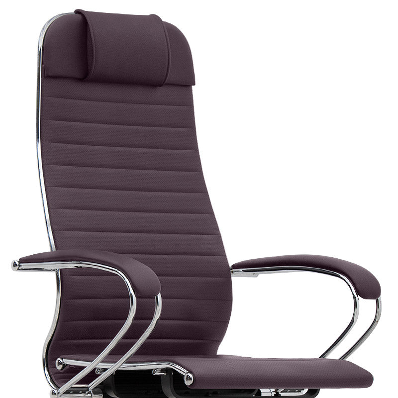 Ergonomic Office Chair TOMBA Bordeaux with faux leather upholstery and chrome frame, designed for comfort and style.