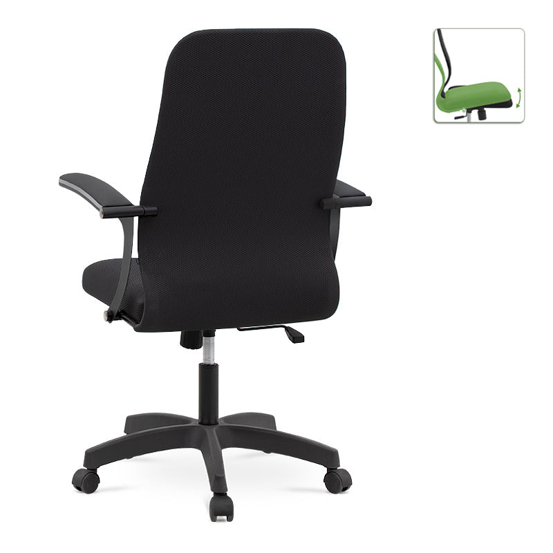 Office Chair TORINO in black with ergonomic design, chrome frame, and soft leather armrests, ideal for home and professional use.