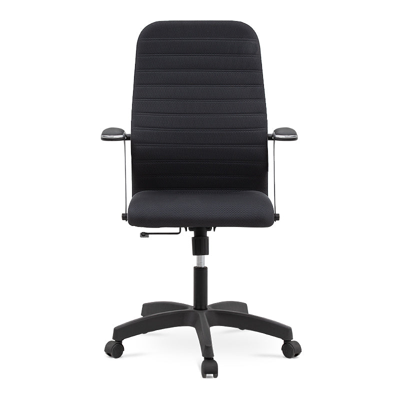 Office Chair TORINO in black with ergonomic design, chrome frame, and soft leather armrests, ideal for home and professional use.