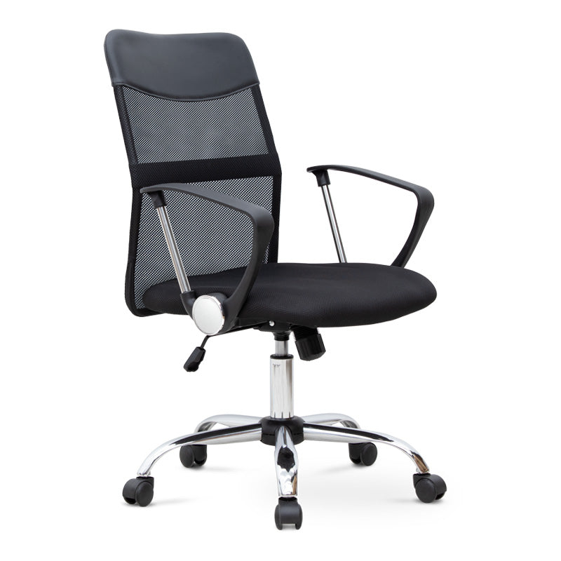 YANICK Black Office Chair featuring ergonomic design, Mesh fabric, and adjustable height.