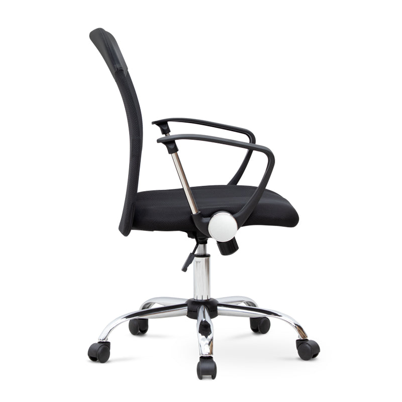 YANICK Black Office Chair featuring ergonomic design, Mesh fabric, and adjustable height.