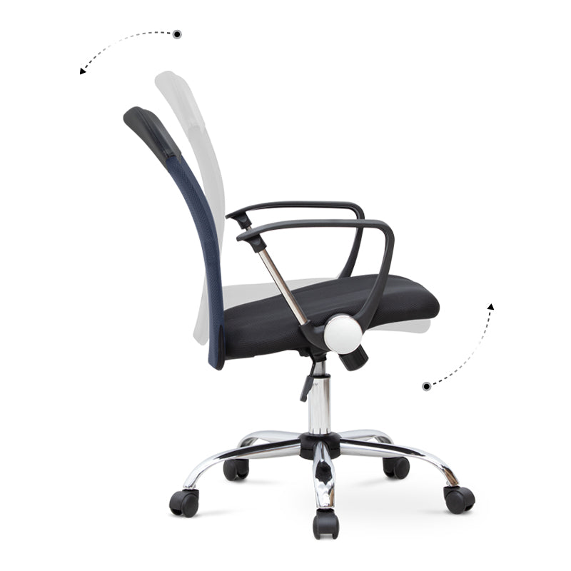 YANICK Grey-Black Office Chair with ergonomic design and mesh fabric, featuring adjustable height and 360-degree swivel functionality.