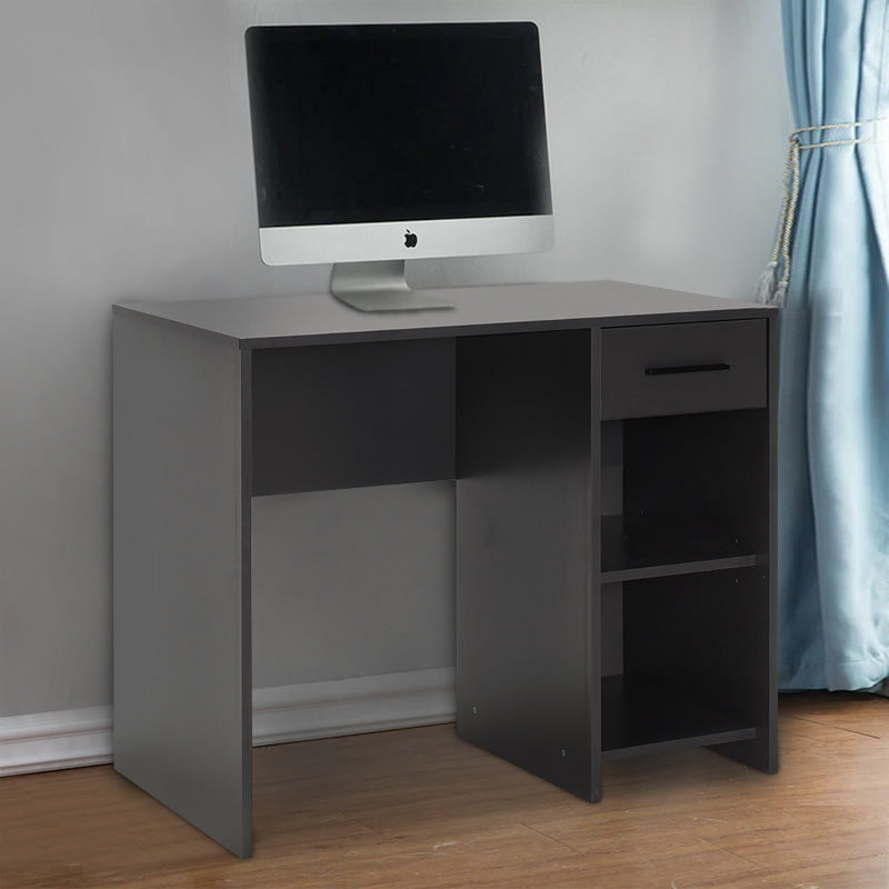 Office desk CLAUDIA in anthracite color, featuring two shelves and an archive drawer, dimensions 90x52x75cm.