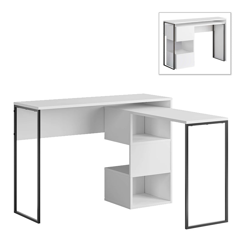 Office Desk ANNA in white, showcasing its sleek design and compact dimensions, perfect for home or office use.