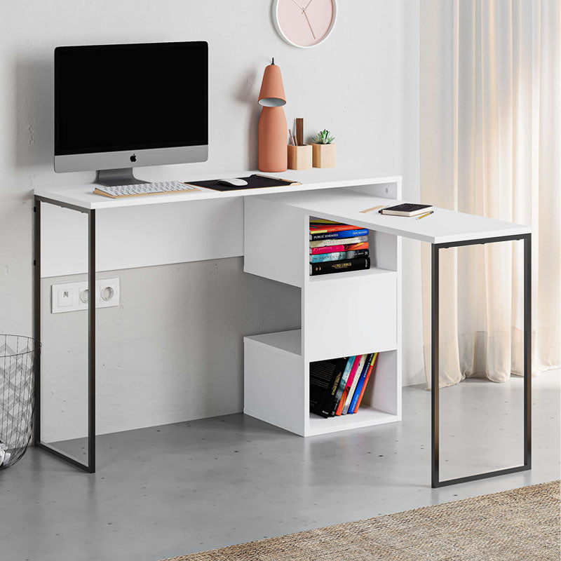 Office Desk ANNA in white, showcasing its sleek design and compact dimensions, perfect for home or office use.