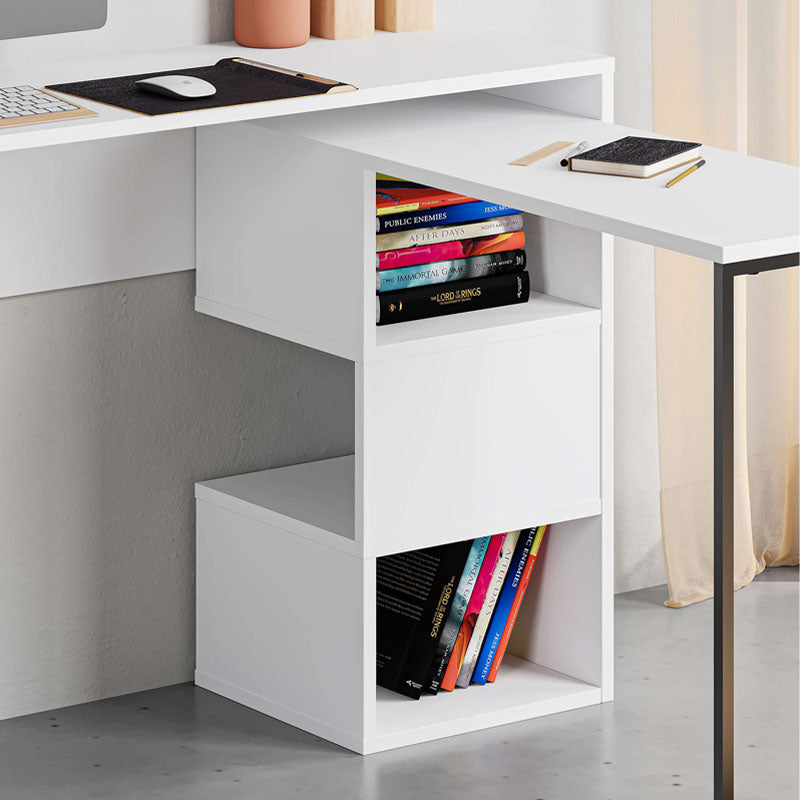 Office Desk ANNA in white, showcasing its sleek design and compact dimensions, perfect for home or office use.