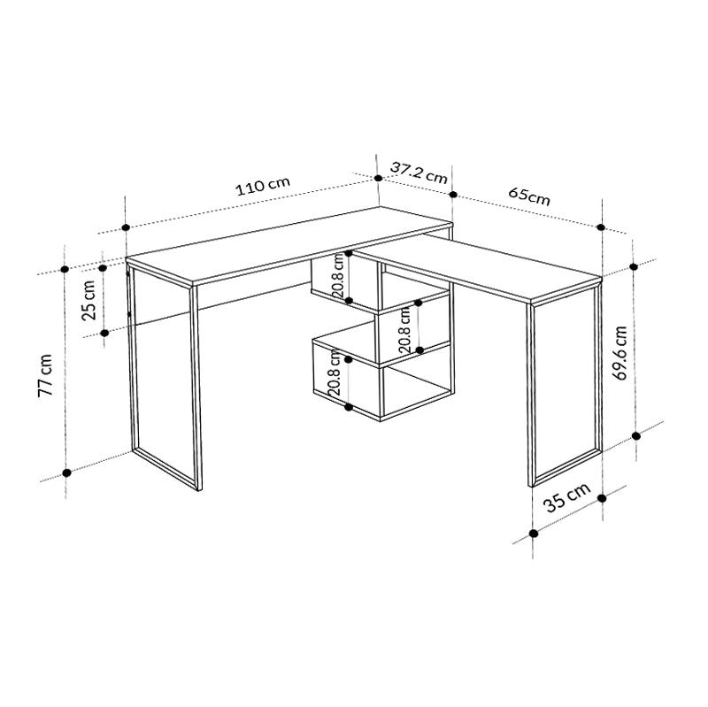 Office Desk ANNA in white, showcasing its sleek design and compact dimensions, perfect for home or office use.