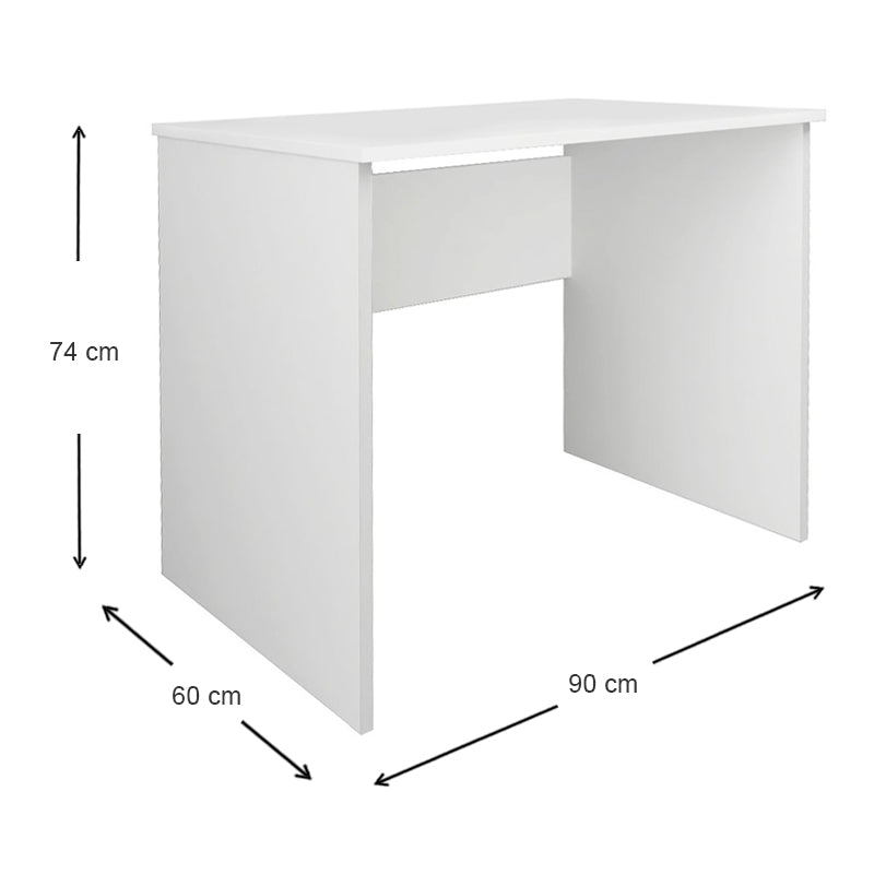 Office Desk BUENO in white, measuring 90x60x74cm, featuring a sleek melamine finish and sturdy construction.