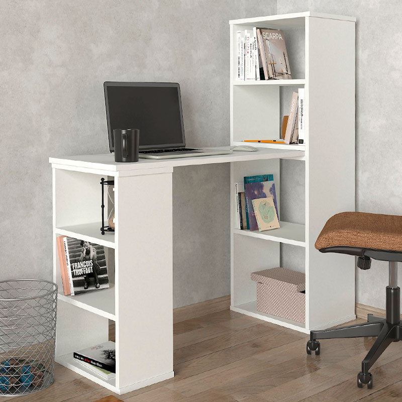 Office Desk GUSTAV in white, featuring a versatile design with dimensions 119x44.7x123 cm, suitable for home and office use.