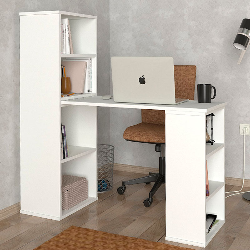 Office Desk GUSTAV in white, featuring a versatile design with dimensions 119x44.7x123 cm, suitable for home and office use.