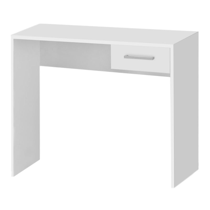 Office Desk PEDRO in white color, featuring a sleek design and one drawer, perfect for home or office use.