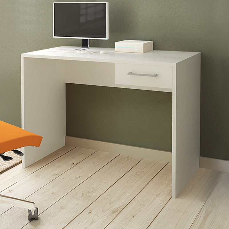 Office Desk PEDRO in white color, featuring a sleek design and one drawer, perfect for home or office use.