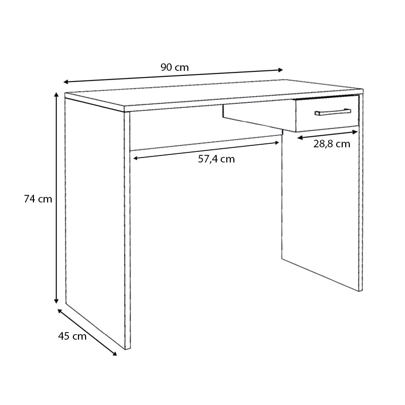 Office Desk PEDRO in white color, featuring a sleek design and one drawer, perfect for home or office use.