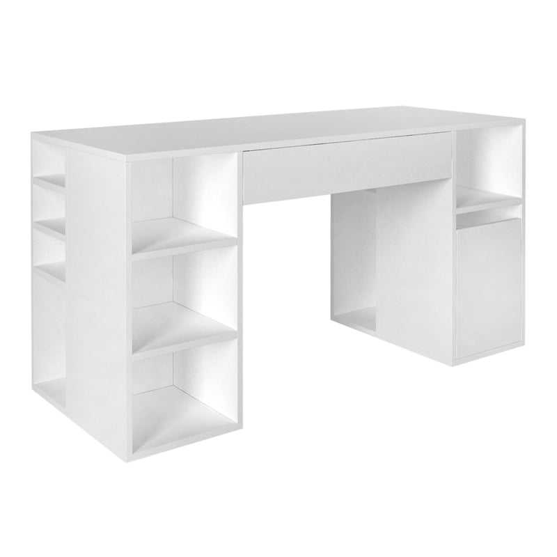 Office Desk PETER in white, featuring a sleek melamine finish and spacious design, ideal for home or office use.