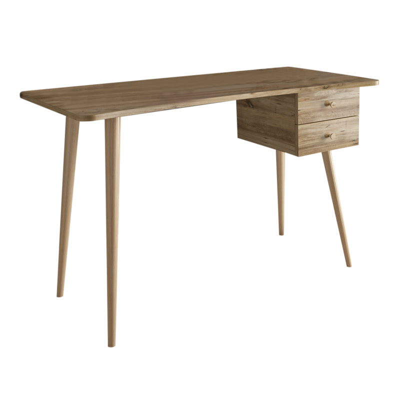 TREVISO Office Desk in Atlantic Pine with two drawers and four wooden legs, dimensions 120x60x77 cm, showcasing a modern and elegant design.