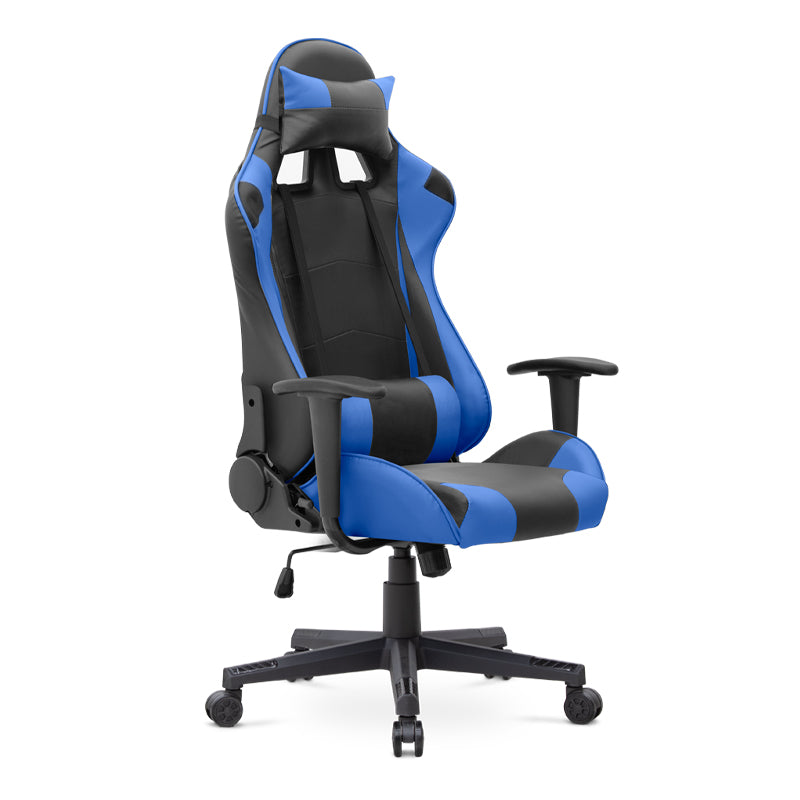 Office gaming armchair SPEED in blue and black, featuring ergonomic design, adjustable height, and lumbar support.