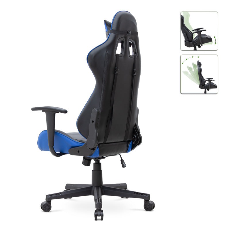 Office gaming armchair SPEED in blue and black, featuring ergonomic design, adjustable height, and lumbar support.