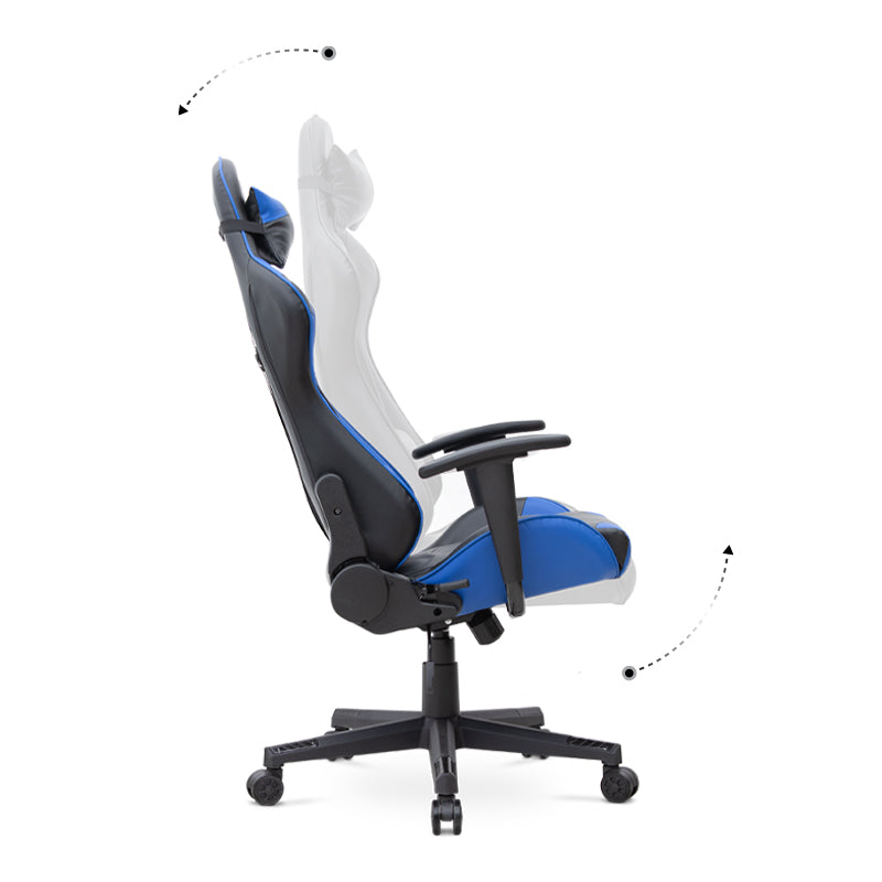 Office gaming armchair SPEED in blue and black, featuring ergonomic design, adjustable height, and lumbar support.