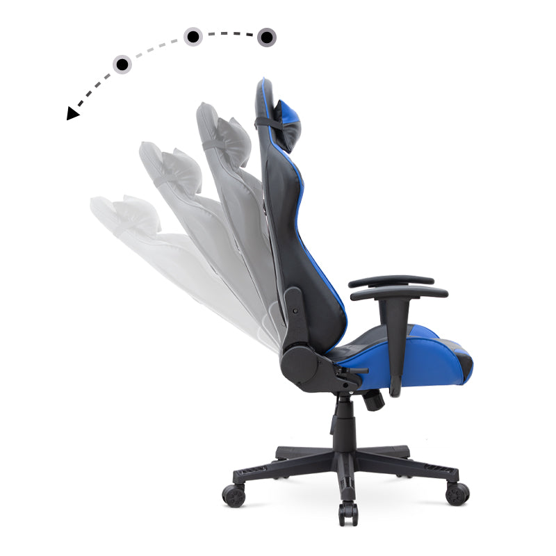 Office gaming armchair SPEED in blue and black, featuring ergonomic design, adjustable height, and lumbar support.