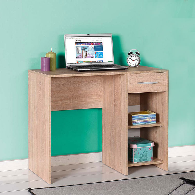 Office SANDY desk in sonoma color with shelves, dimensions 90x52x75cm.