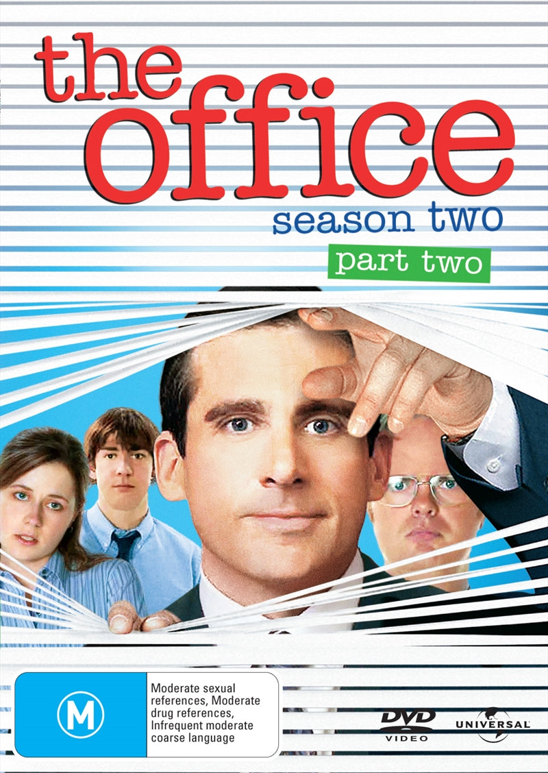 The Office Season 2 Part 2 DVD cover featuring Steve Carell and the ensemble cast in a comedic office setting.