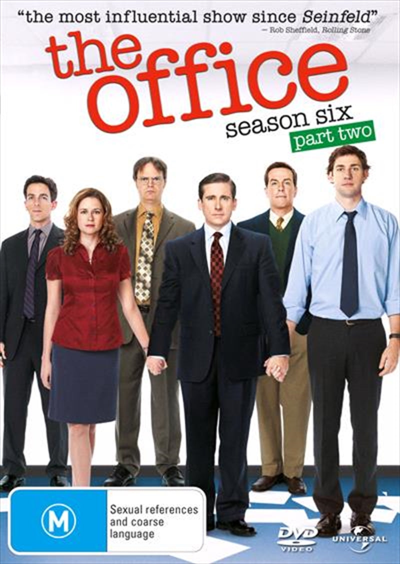 The Office - Season 6 - Part 2 DVD cover featuring main characters Michael, Dwight, Jim, Pam, and Andy in a comedic office setting.