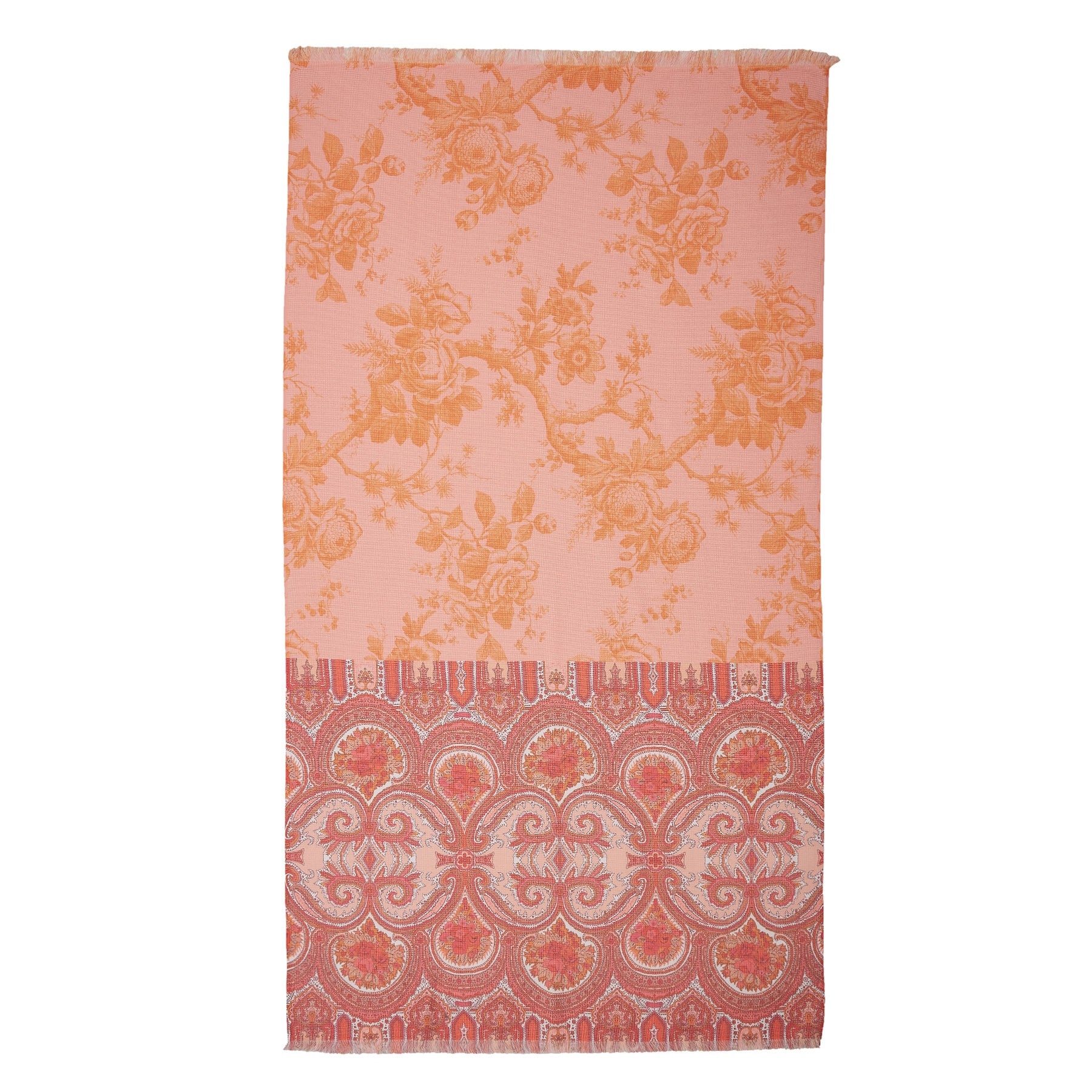 Oilily Cotton Digital Print Large Towel in Bright Rose, featuring vibrant colors and a luxurious soft texture, perfect for beach or bathroom use.