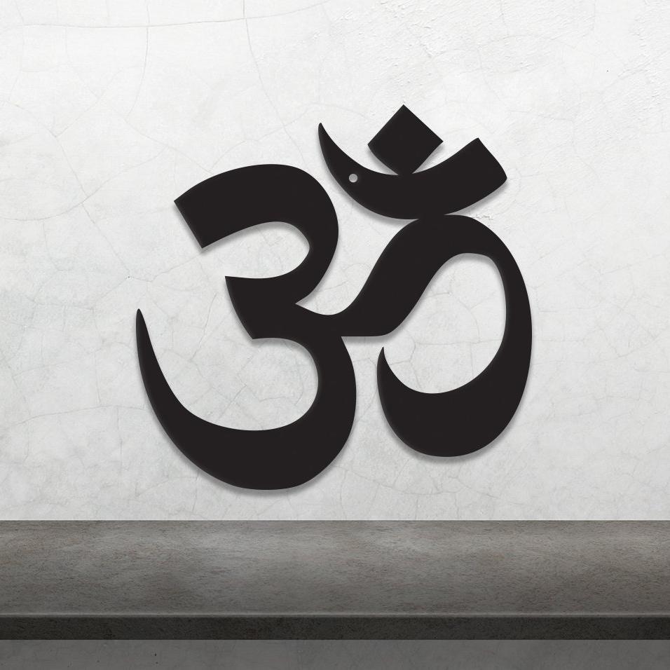 Om Symbol metal wall art in a sleek design, made from durable steel, showcasing its spiritual significance and aesthetic appeal.