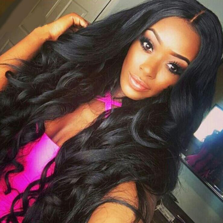 Ombre Lace Front Wig featuring long curly Remy human hair in natural black color, styled elegantly for a glamorous look.