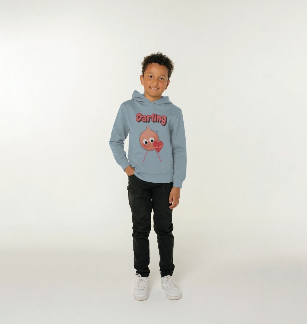 Organic Children's Hoody (Darling) in a vibrant design, made from certified organic cotton, showcasing its eco-friendly features.