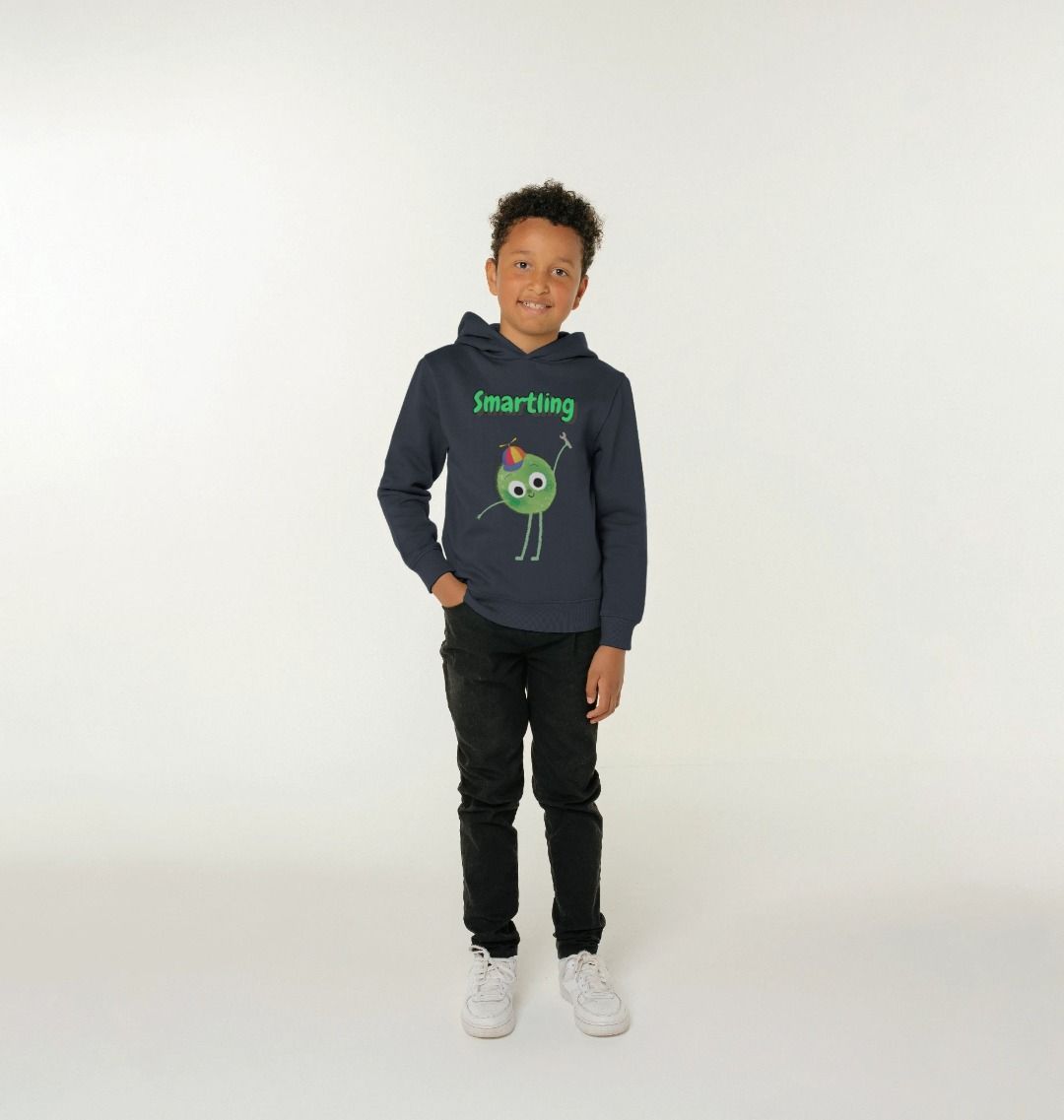 A stylish Organic Children's Hoody made from 100% organic cotton, featuring a modern design suitable for kids aged 3-12 years.